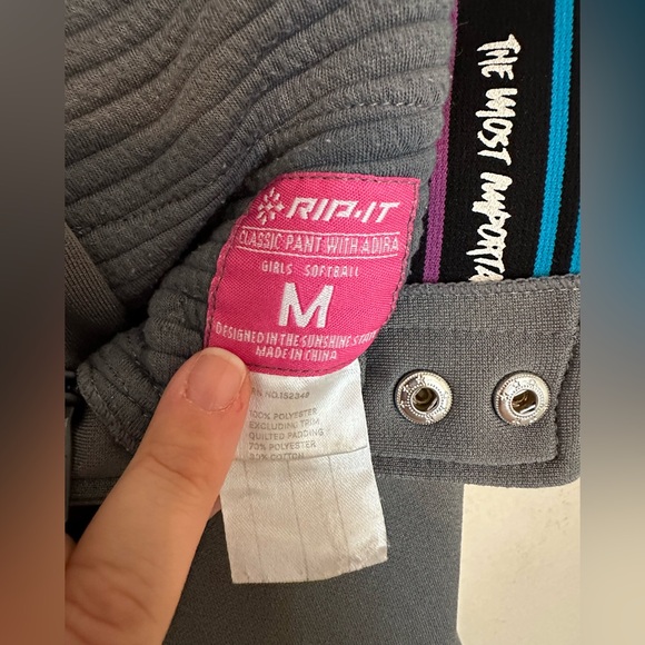 Rip-It Girls Youth Charcoal Grey Pro Softball Pants(set of 3)- size M - Picture 10 of 12